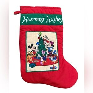 Vintage Disney Red and Green Christmas Stocking EUC